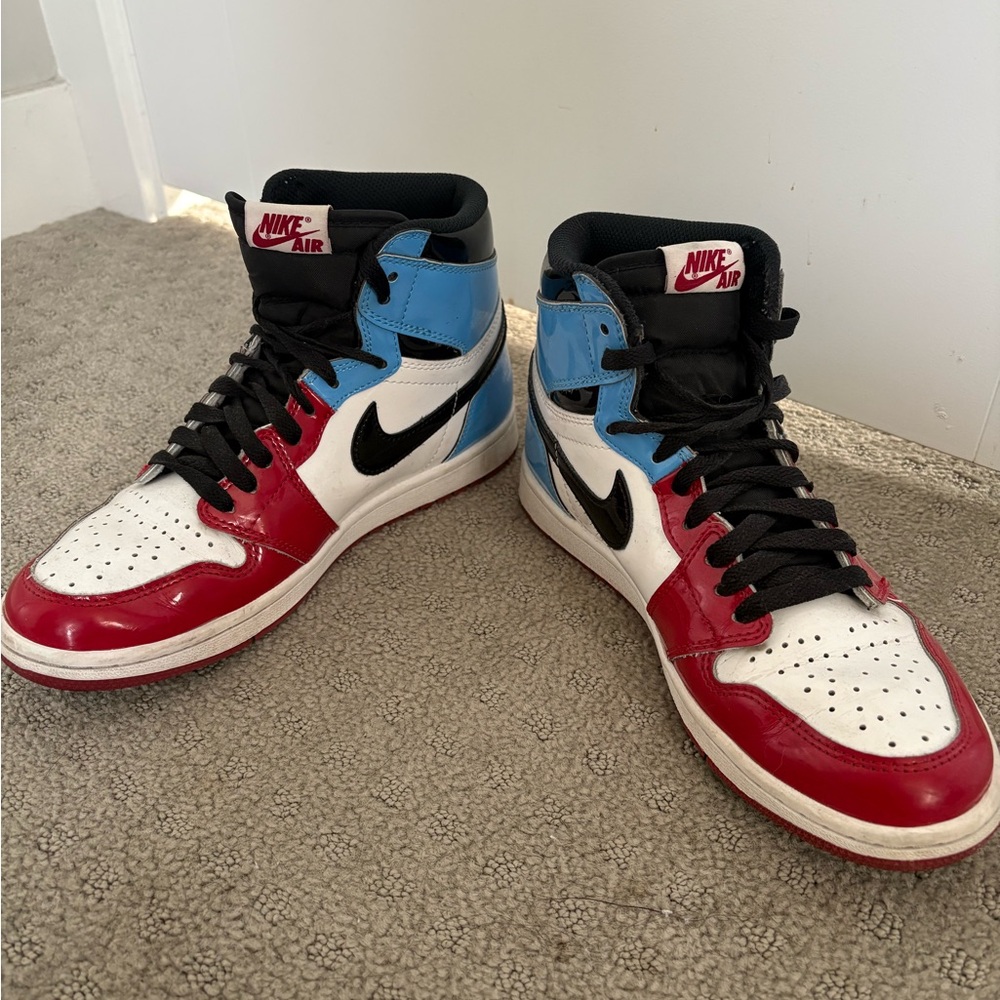 Nike Air Jordan Retro 1 High Tops - Red, Blue, White